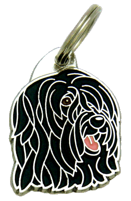 Pastor-de-brie preto <br> (placa de identificação para cães, Gravado incluído)